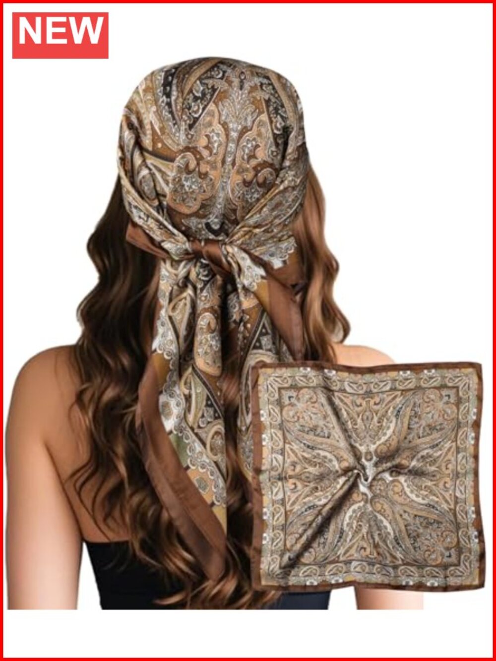 Satin Silk Feel Head Hair Scarf Bandana 27.5in Square Wrap